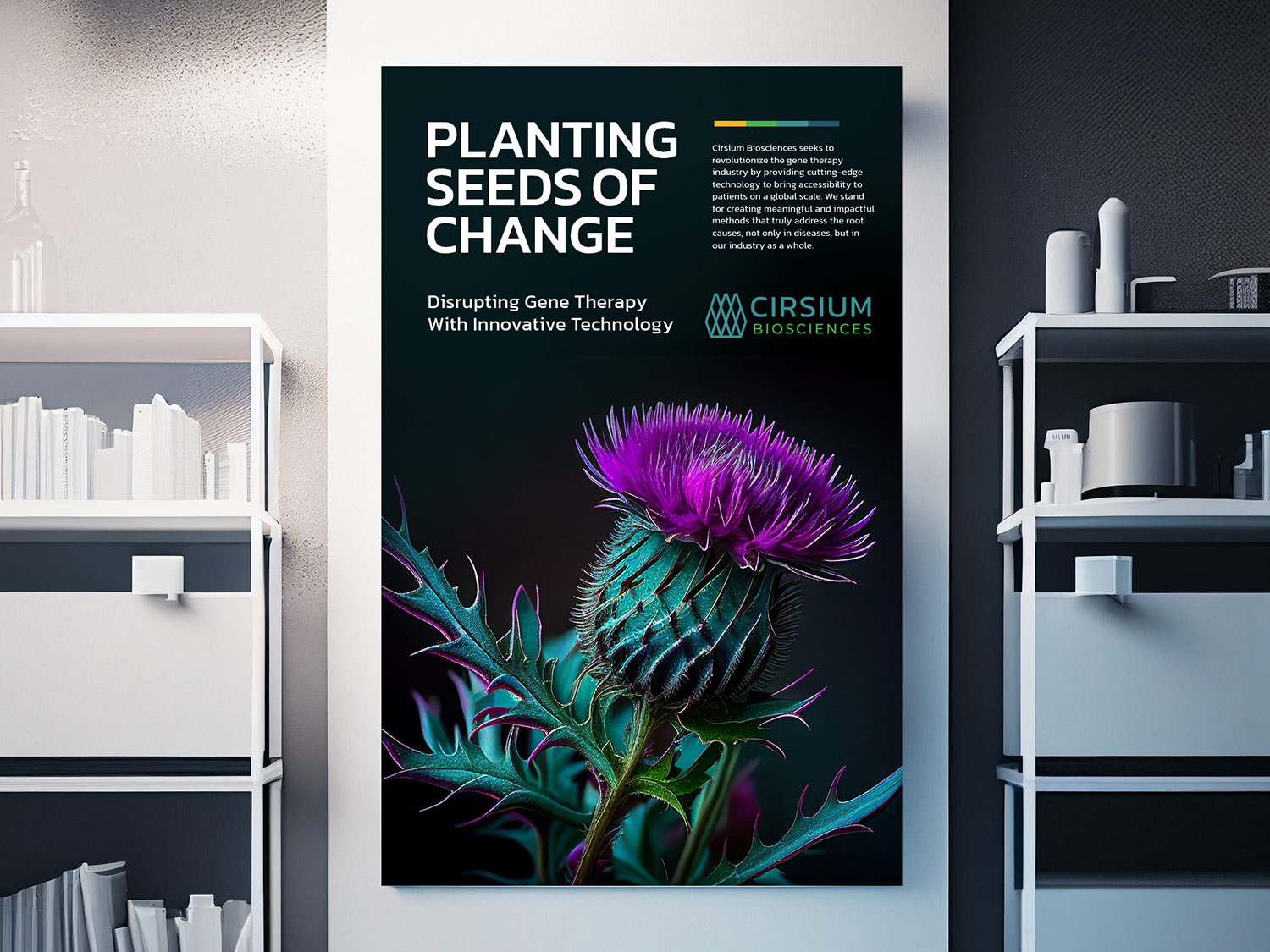 Cirsium Biosciences Brand identity on poster